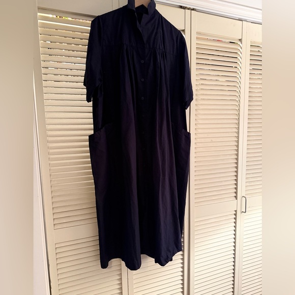 Casey Casey women’s navy oversized button down dress with collar - Picture 3 of 5